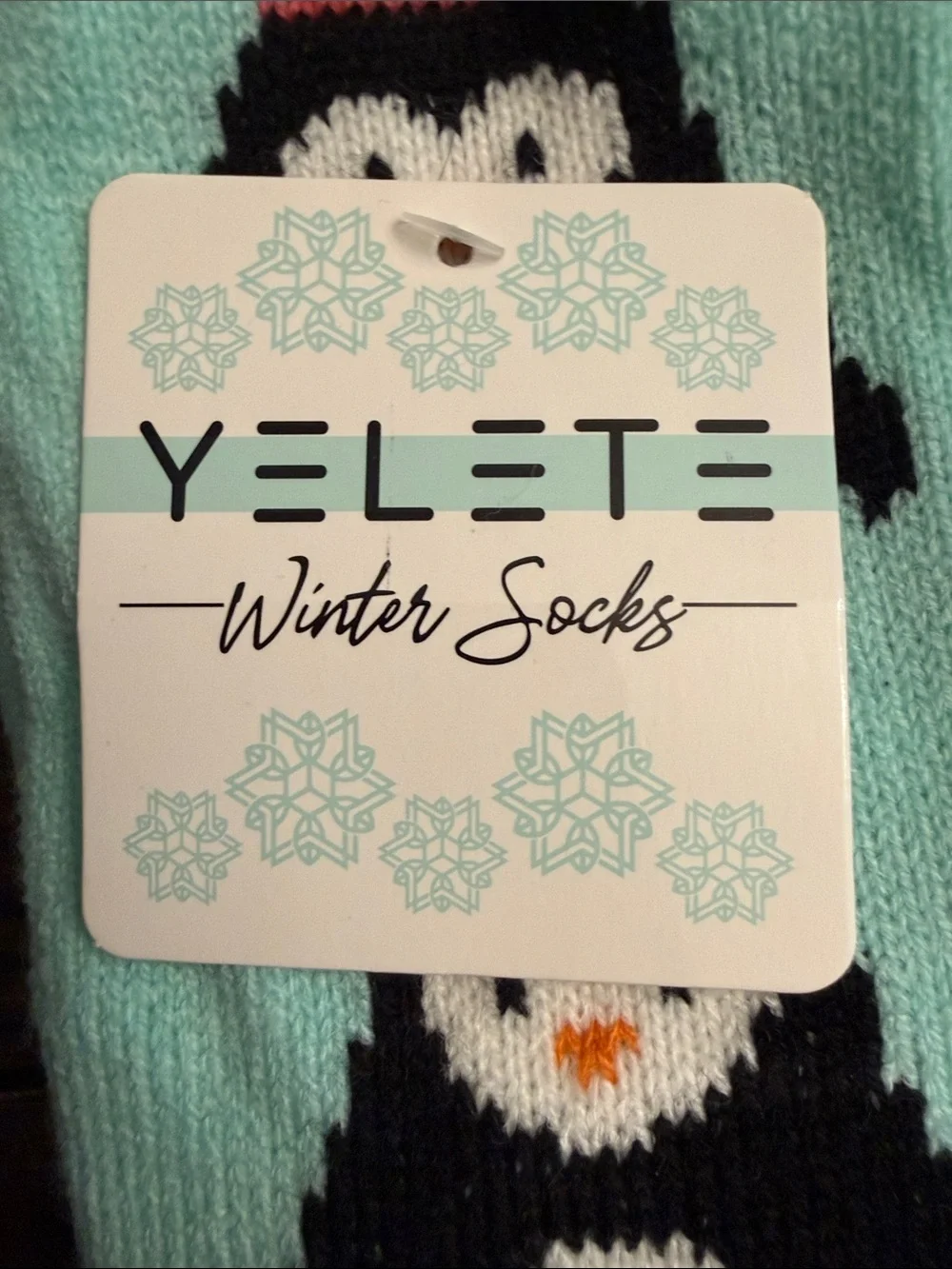 Yelete Mint Color Kids Penguin Fuzzy Cuffed Winter Socks (OS)
